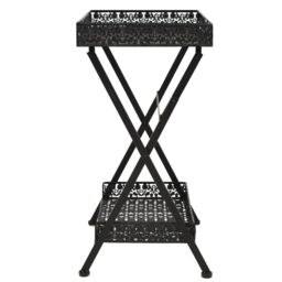 Berkfield Home Folding Tea Table Vintage Style Metal 58x35x72 cm Black - Size: 58 x 35 x 72 cm - thumbnail 3