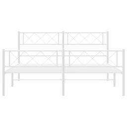 Berkfield Home Metal Bed Frame with Headboard & Footboard White 140x190 cm - thumbnail 4