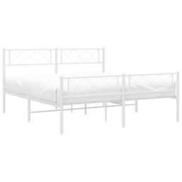 Berkfield Home Metal Bed Frame with Headboard & Footboard White 140x190 cm - thumbnail 3