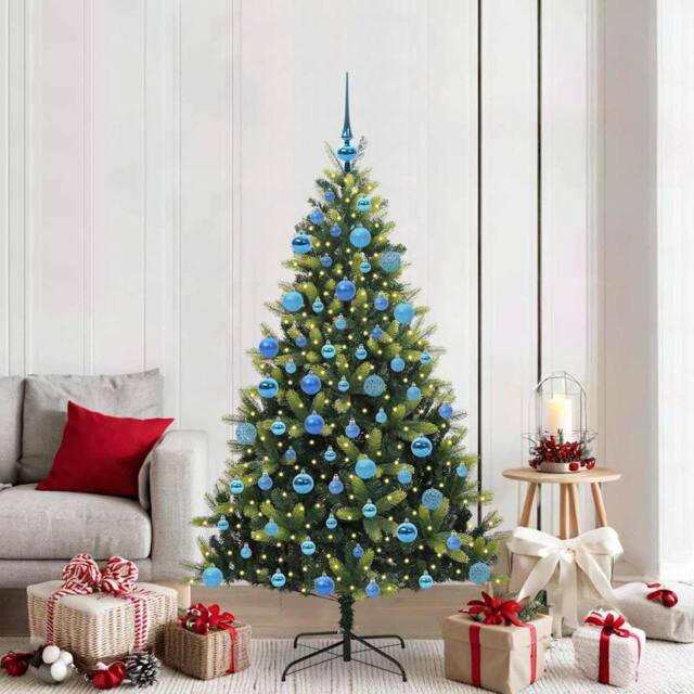 Berkfield Home Artificial Hinged Christmas Tree 300 LEDs Green 180 cm - image 1