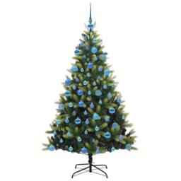 Berkfield Home Artificial Hinged Christmas Tree 300 LEDs Green 180 cm - thumbnail 4
