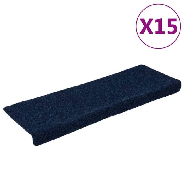 Berkfield Home Stair Mats 15 pcs Needle Punch 65x21x4 cm Blue - Size: Medium - image 1