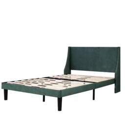 Matteo Luxurious Velvet Double Bed with Winged Headboard, Dark Green - Size: Single - thumbnail 4