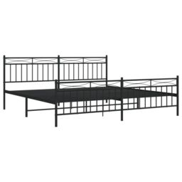 Berkfield Home Metal Bed Frame with Headboard & Footboard Black 193x203 cm - thumbnail 4