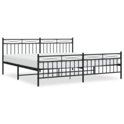 Berkfield Home Metal Bed Frame with Headboard & Footboard Black 193x203 cm - thumbnail 2