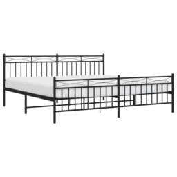 Berkfield Home Metal Bed Frame with Headboard & Footboard Black 193x203 cm - thumbnail 3