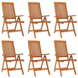 Berkfield Home Beautiful Folding Garden Chairs 6 pcs Solid Wood Eucalyptus in Brown - thumbnail 3