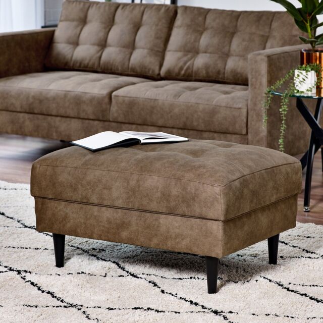FurnitureboxUK Jade Modern Faux Leather Footstool in Brown - image 1
