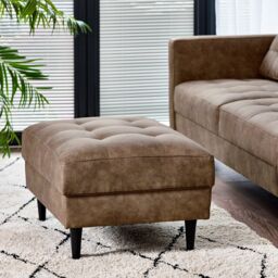 FurnitureboxUK Jade Modern Faux Leather Footstool in Brown - thumbnail 3