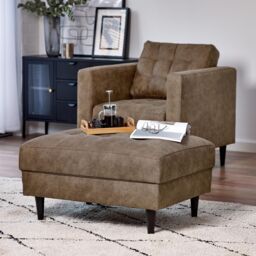 FurnitureboxUK Jade Modern Faux Leather Footstool in Brown - thumbnail 7