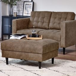 FurnitureboxUK Jade Modern Faux Leather Footstool in Brown - thumbnail 8