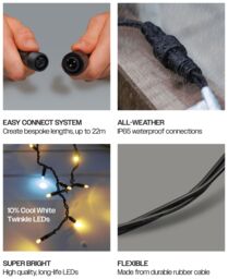 Xmas Haus Icicle Lights 60/40/20 Drop Black 2m/60 LED Warm White 10% - thumbnail 4