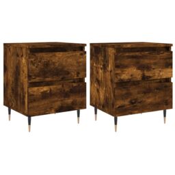 Berkfield Home Bedside Cabinets 2 pcs Smoked Oak 40x35x50 cm Engineered Wood in Brown - Size: 40 x 35 x 50 cm - thumbnail 2