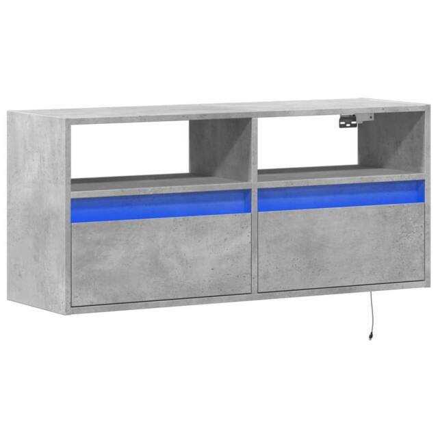 Berkfield Home TV Wall Cabinet with LED Lights Concrete Grey 100x31x45 cm - Size: 100 x 31 x 45 cm - image 1
