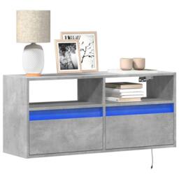 Berkfield Home TV Wall Cabinet with LED Lights Concrete Grey 100x31x45 cm - Size: 100 x 31 x 45 cm - thumbnail 2