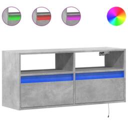 Berkfield Home TV Wall Cabinet with LED Lights Concrete Grey 100x31x45 cm - Size: 100 x 31 x 45 cm - thumbnail 3