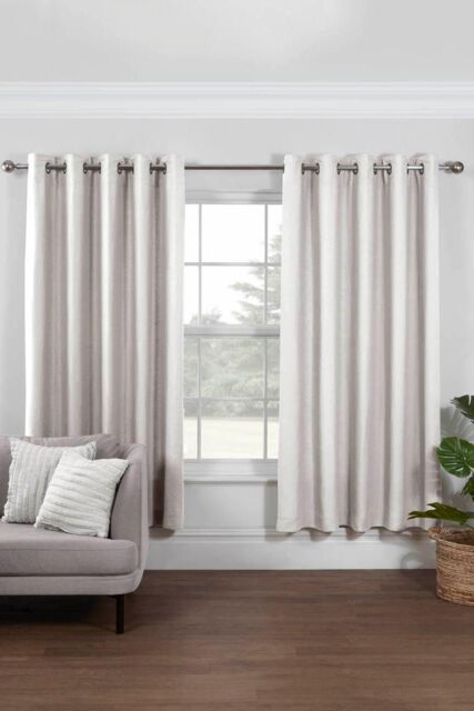 Lazy Linen Pure Washed Linen Lined Eyelet Curtains in White - Size: 167 cm width x 183 cm drop - image 1