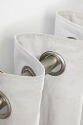 Lazy Linen Pure Washed Linen Lined Eyelet Curtains in White - Size: 167 cm width x 183 cm drop - thumbnail 3