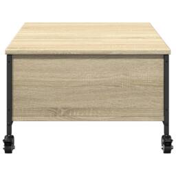Berkfield Home Coffee Table with¬†Wheels Sonoma Oak 91x55x34 cm Engineered¬†Wood in Light Oak - Size: 91 x 55 x 34 cm - thumbnail 8