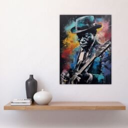 "Artery8 Wall Art Print Modern Blues Music Musician Colourful Painting Splat Art Portrait Poster - Size: W24"" x H32""" - thumbnail 4