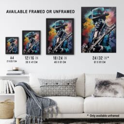 "Artery8 Wall Art Print Modern Blues Music Musician Colourful Painting Splat Art Portrait Poster - Size: W24"" x H32""" - thumbnail 3