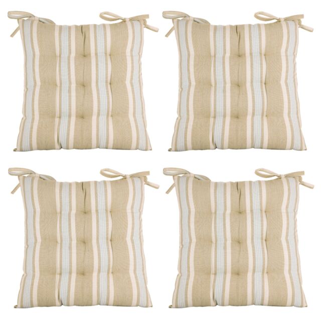 Dibor Set of 4 Striped Indoor Chair Seat Pad Garden Furniture Cushions L40cm x W40cm in Grey - Size: 40 cm x 40 cm - image 1