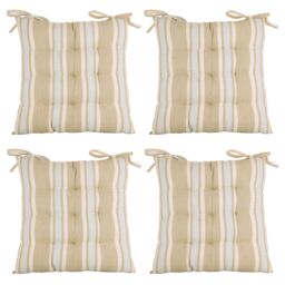 Dibor Set of 4 Striped Indoor Chair Seat Pad Garden Furniture Cushions L40cm x W40cm in Grey - Size: 40 cm x 40 cm - thumbnail 1