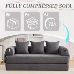 Direct Wicker Foldable Metal Frame Sofa, Customised Leisure Seating for Small Spaces in Dark Grey - Size: 2 Pack - thumbnail 5