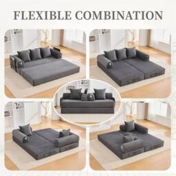 Direct Wicker Foldable Metal Frame Sofa, Customised Leisure Seating for Small Spaces in Dark Grey - Size: 2 Pack - thumbnail 9