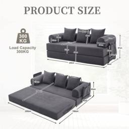 Direct Wicker Foldable Metal Frame Sofa, Customised Leisure Seating for Small Spaces in Dark Grey - Size: 2 Pack - thumbnail 2