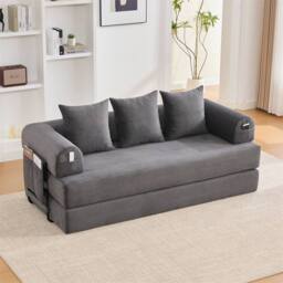 Direct Wicker Foldable Metal Frame Sofa, Customised Leisure Seating for Small Spaces in Dark Grey - Size: 2 Pack