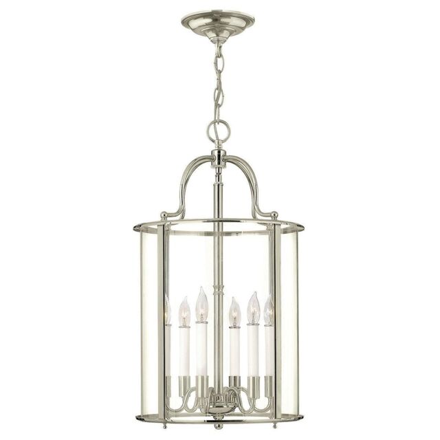 Netlighting Gentry 6 Candle Large Pendant Light Polished Nickel in Grey - image 1