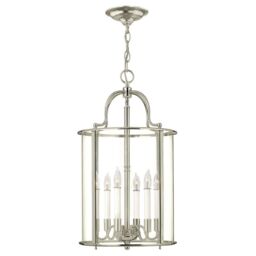 Netlighting Gentry 6 Candle Large Pendant Light Polished Nickel in Grey - thumbnail 1