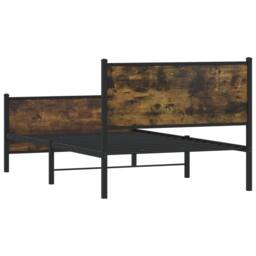 Berkfield Home Metal Bed Frame without Mattress Smoked Oak 100x200 cm in Brown - thumbnail 7