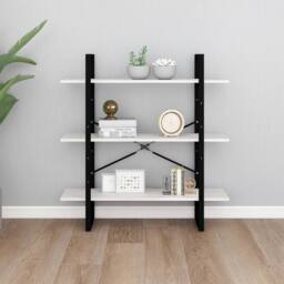 Berkfield Home Modern 3-Tier Book Cabinet White 100x30x105 cm Solid Pine Wood - Size: 100 x 30 x 105 cm - thumbnail 4