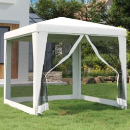 Berkfield Home Party Tent with 4 Mesh Sidewalls 2.5x2.5 m White - thumbnail 1