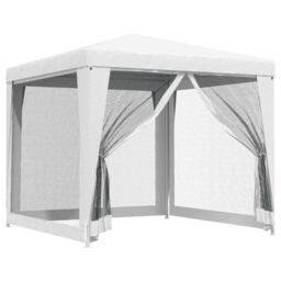 Berkfield Home Party Tent with 4 Mesh Sidewalls 2.5x2.5 m White - thumbnail 2