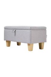 Living and Home Linen Upholstered Storage Ottoman in Light Grey - thumbnail 9