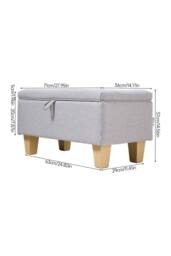 Living and Home Linen Upholstered Storage Ottoman in Light Grey - thumbnail 5