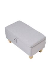 Living and Home Linen Upholstered Storage Ottoman in Light Grey - thumbnail 8