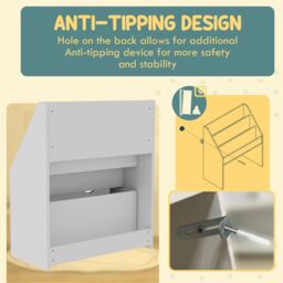 AIYAPLAY Kids Bookcase w/ 3 Tier Shelves, Drawer, for Bedroom, Nursery, White - thumbnail 5