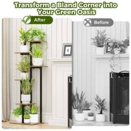 Kelvenix Indoor Outdoor Plant Stand 6 Tier Black in Brown - thumbnail 5