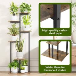 Kelvenix Indoor Outdoor Plant Stand 6 Tier Black in Brown - thumbnail 4