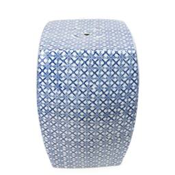 Madison & Mayfair Blue & White Square Ceramic Stool - thumbnail 2