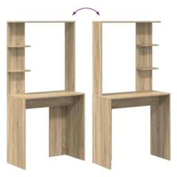Berkfield Home Sonoma Oak Computer Desk Sonoma oak Engineered wood Medium in Light Oak - thumbnail 9