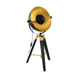 Loops Table Lamp Desk Light Black & Brass & Gold Wood & Steel 1 x 60W E27 Bulb