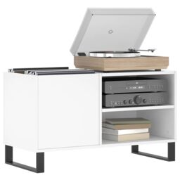 Berkfield Home Record Cabinet White 85x38x48 cm Engineered Wood - Size: 85 x 38 x 48 cm - thumbnail 3