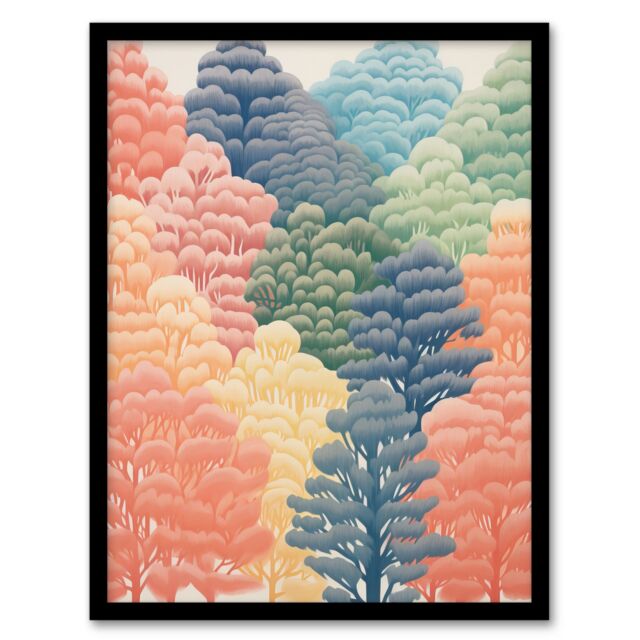 "Artery8 Can't See The Wood For The Trees By Sofia Francis Pastel Autumn Fall Artwork Painting Art Print Framed Poster Wall Decor - Size: W12"" x H16""" - image 1