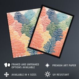 "Artery8 Can't See The Wood For The Trees By Sofia Francis Pastel Autumn Fall Artwork Painting Art Print Framed Poster Wall Decor - Size: W12"" x H16""" - thumbnail 2