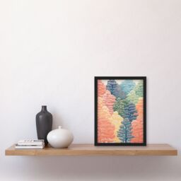 "Artery8 Can't See The Wood For The Trees By Sofia Francis Pastel Autumn Fall Artwork Painting Art Print Framed Poster Wall Decor - Size: W12"" x H16""" - thumbnail 4